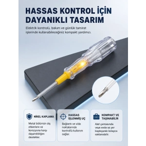 Elektrik Test Kalemi Neon Işıklı Nikel Kaplama 110-220v Dirençli