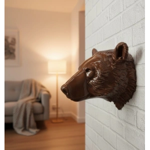 Ev Ve Ofis İçin Dekoratif Ayı Başı Heykel Hediyelik Duvar Aksesuarı