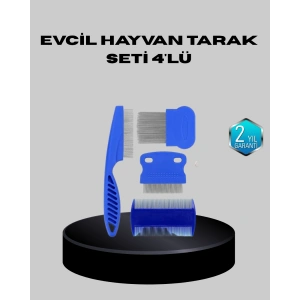 Evcil Hayvan Tüy Bakım Seti – 4’lü Paslanmaz Çelik Ve Eco Plastik, Kolay Temizlenebilir Ve Dayanıklı