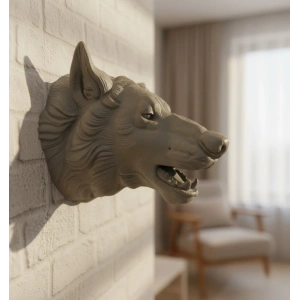 Gri Kurt Duvar Biblosu Güçlü Detaylı Dekoratif Tasarım 25x19 Cm