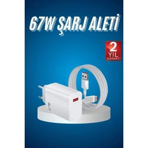 Hızlı Şarj Aleti Adaptörü Kablo Seti 67w Uzun Ömürlü Beyaz