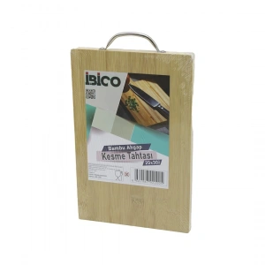 İ22-200 Lüks Ahşap Bambu Kesim Panosu 20x30x1.7cm Metal Kulplu