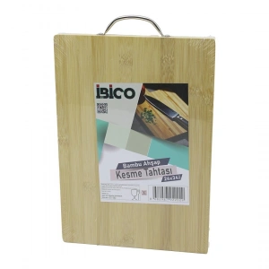 İ22-202 Lüks Ahşap Bambu Kesim Panosu 24x34x1.7cm Metal Kulplu