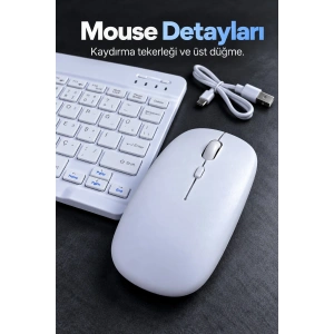 Kablosuz Klavye Mouse Seti Beyaz Türkçe Q