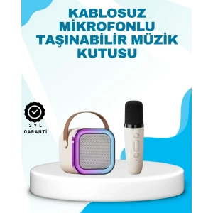 Karaoke Mikrofon Hoparlör Seti Bluetooth Kablosuz Taşınabilir