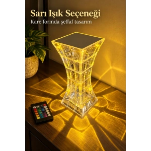 Kare Tabanlı Renk Seçimli Şeffaf Masa Lambası