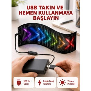 Kayan Yazı Destekli Rgb Led Reklam Paneli Usb İle Kolay Kurulumlu