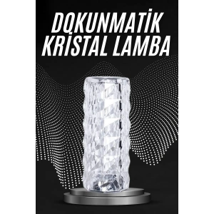 Kristal Lamba Masa Lambası Şarjlı Masa Lambası Dokunmatik Sensör Usb Şarjlı