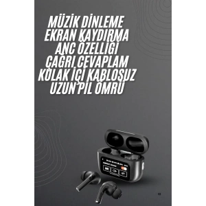 Kulak İçi Bluetooth Kulaklık Ekranlı Müzik Dinleme Çağrı Cevaplama Siyah