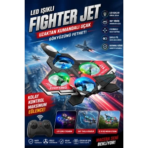 Led Işıklı Oyuncak Drone Fighter Jet Tasarımlı Uzaktan Kumandalı Uçak