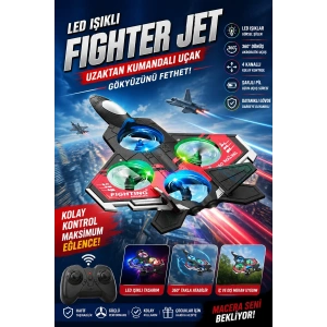 Led Işıklı Oyuncak Drone Fighter Jet Tasarımlı Uzaktan Kumandalı Uçak