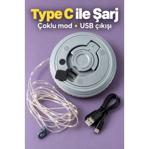 Led Şeritli Kamp Işığı Type C Şarj Girişli
