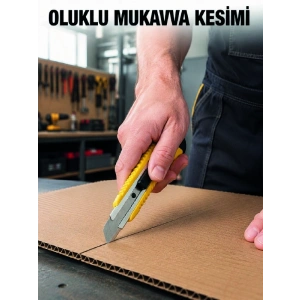 Metal Gövdeli 5’li Falçata Seti Profesyonel Maket Bıçağı Karton Koli  Kesici