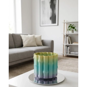 Modern Dekoratif Vazo Yeşil Geçişli Şık Tasarım Masa Üstü Kullanım