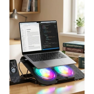 Notebook Soğutucu Stand Rgb Aydınlatmalı İki Fanlı Laptop Altlığı