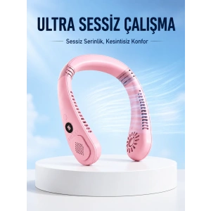 Pembe Şarjlı Boyun Fanı 5 Kademeli Hız Ayarlı Taşınabilir Boyun Tipi Fan
