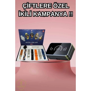 Powerbank Aynalı Bluetooth Kulaklık Ve Akıllı Saat Seti Anc Özelliği Dokunamatik