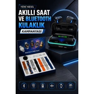 Powerbank Bluetooth Kulaklık Ve Akıllı Saat 7 Kordonlu Metal Kordon Plastik Kordon