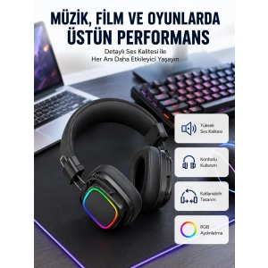 Rgb Işıklı Katlanabilir Bluetooth 5.3 Kulak Üstü Kulaklık