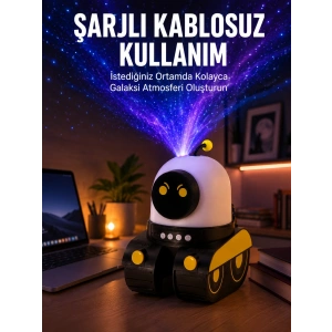 Robot Tasarımlı Bluetooth Hoparlörlü Yıldızlı Gökyüzü Projektör Yeni Nesil