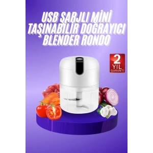 Rondo Doğrayıcı 250 Ml Taşınabilir Usb Şarjlı Pratik El Rondo Blender