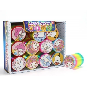 Sanrio Karakterli Magic Spring Stres Yayı - Standlı Gökkuşağı Renkli Oyuncak Seti 12li Alk3988