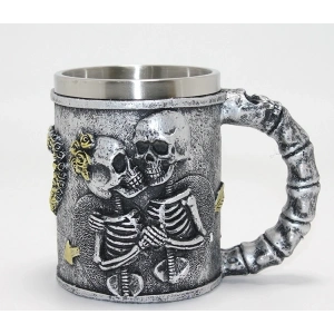 Sonsuz Aşk İskelet Tasarımlı 3d Kabartmalı Çelik Kupa Bardak Alk4370