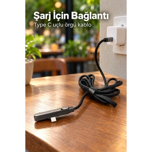 Standlı Şarj Kablosu Çift Type C Bağlantılı