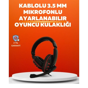 Stereo Kırmızıkulaklığı Yumuşak Pedli Mikrofonlu