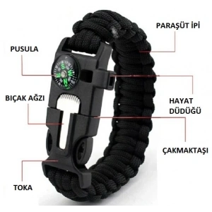 Survıval Kamp Bileklik Düdük Çok Amaçlı