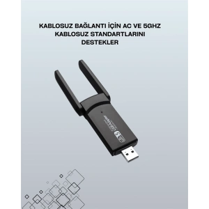 Tak-çalıştır Özellikli Çift Bant Wifi Adaptör – 1200 Mbps