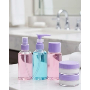 Taşınabilir 5’li Seyahat Banyo Seti Şeffaf Kozmetik Kapları