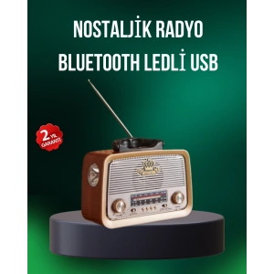 Taşınabilir Nostalji Radyo Bluetooth Usb Aux Girişli