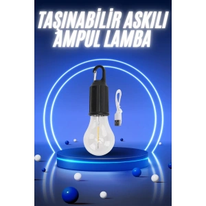 Taşınabilir Şarjlı Led Ampul Askılı Lamba Kamp Bahçe Lambası