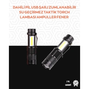 Taşınabilir Şarjlı Led Fener - 4 Modlu, 2000lm, Ayarlanabilir Odak