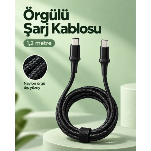 Type C To Type C Led Işıklı Şarj Kablosu 1,2 Metre