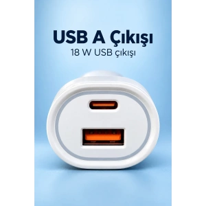 Type C Ve Usb A Çift Çıkışlı Araç Şarj Aleti