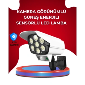 Uzaktan Kumandalı Güneş Enerjili Led Güvenlik Lambası Kamera Tipi Hareket Sensörlü