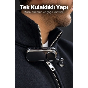 Yaka Klipsli Makaralı Bluetooth Tek Kulaklık