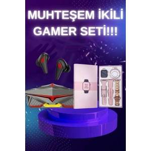 Yeni Nesil Pembe Dokunmatik Ekran Akıllı Saat Ve  Kulaklığı Kablosuz Bluetooth Kulaklık