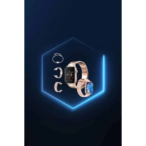 Yeni Nesil Pembe Dokunmatik Ekran Akıllı Saat Ve  Kulaklığı Kablosuz Bluetooth Kulaklık