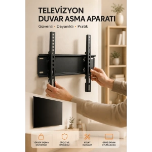 Yüksek Taşıma Kapasiteliniversal Tv Duvar Askı Aparatı 32-42 İnç Güvenli Sabitleme Sistemi