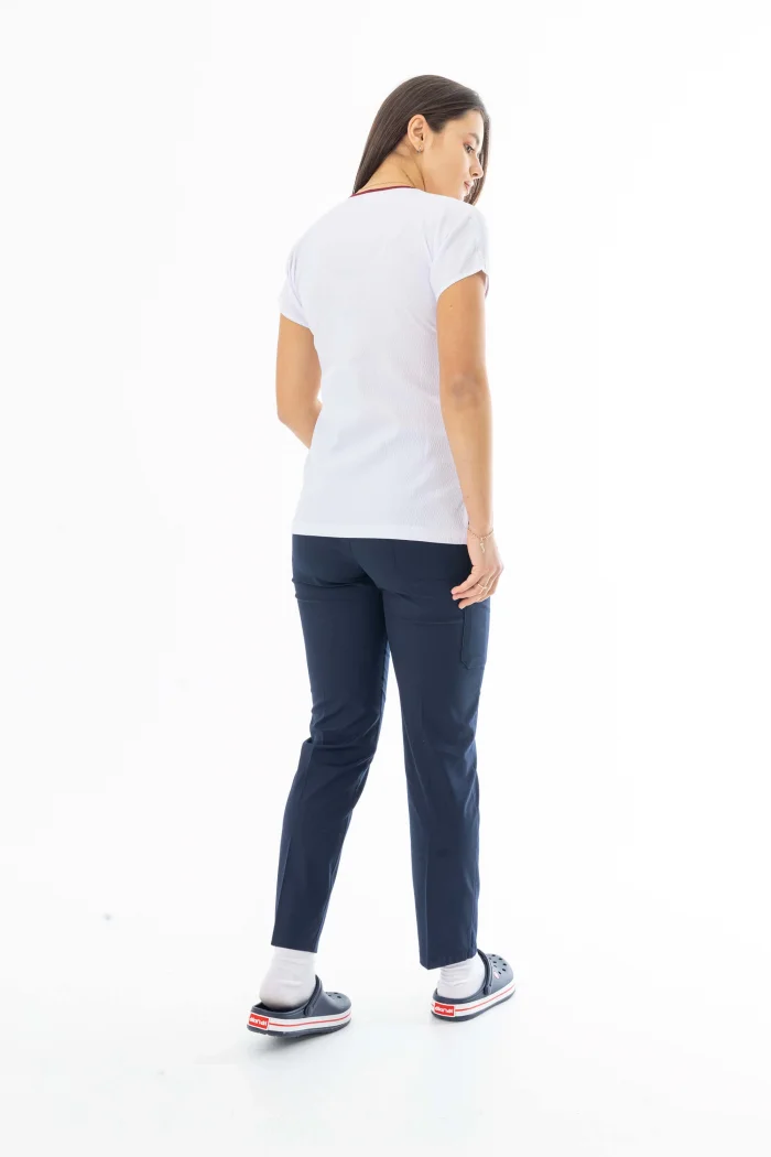 Gofre Likra Yarasa Kol Doktor Hemşire Tek Üst Forma  Beyaz (GFR3003)