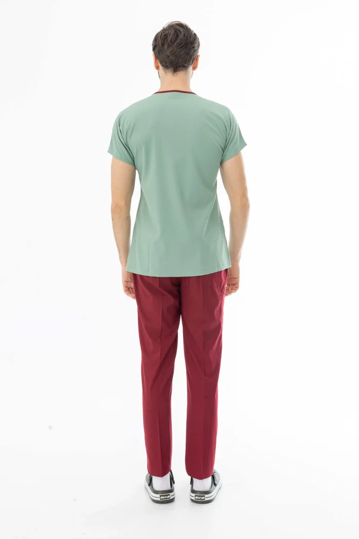 Gofre Likra Yarasa Kol Doktor Hemşire Tek Üst Forma Küf Yeşili (GFR3006)