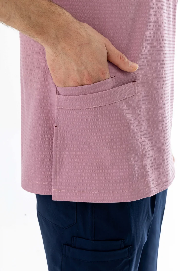 Gofre Likra Yarasa Kol Doktor Hemşire Tek Üst Forma Pembe (GFR3004)