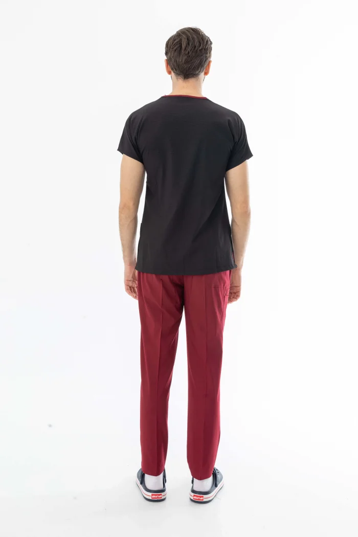 Gofre Likra Yarasa Kol Doktor Hemşire Tek Üst Forma Siyah (GFR3001)