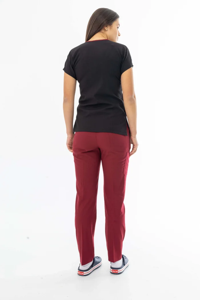 Gofre Likra Yarasa Kol Doktor Hemşire Tek Üst Forma Siyah (GFR3001)