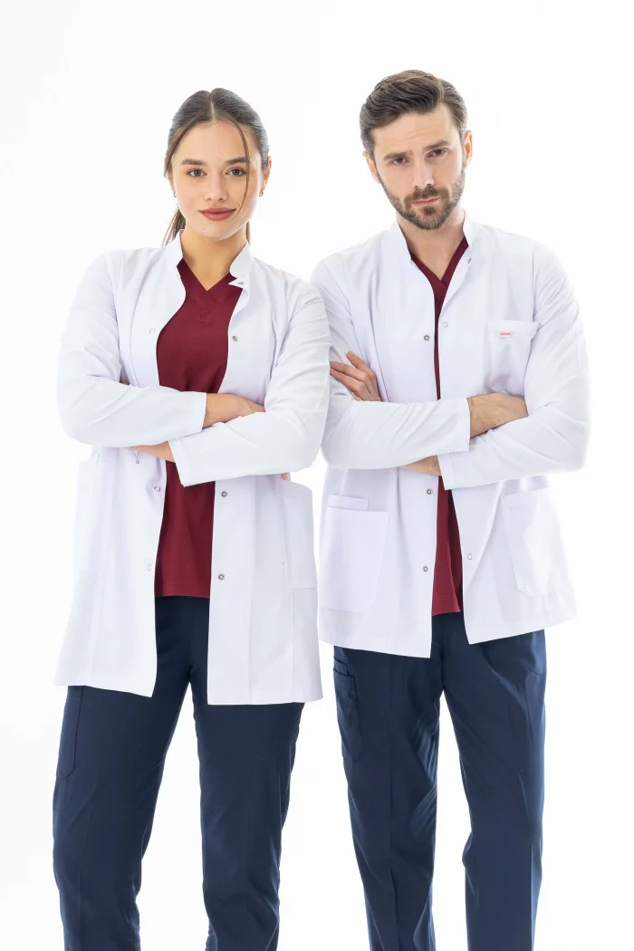 Hakim Yaka Ceket Boy Erkek Doktor Önlüğü Alpaka Kumaş Beyaz (BEO103)
