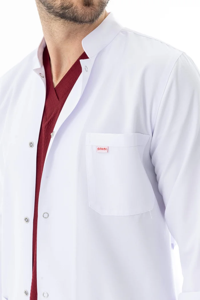 Hakim Yaka Ceket Boy Erkek Doktor Önlüğü Alpaka Kumaş Beyaz (BEO103)