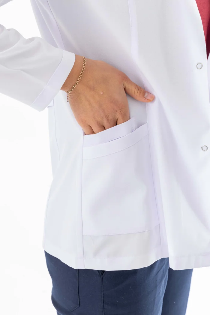 Hakim Yaka Kulplu Kadın Doktor Önlüğü Alpaka Kumaş Ceket Boy (BKO001)